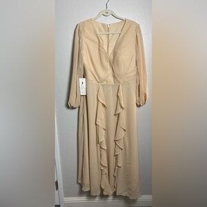 Elegant Champagne Ruffle Dress